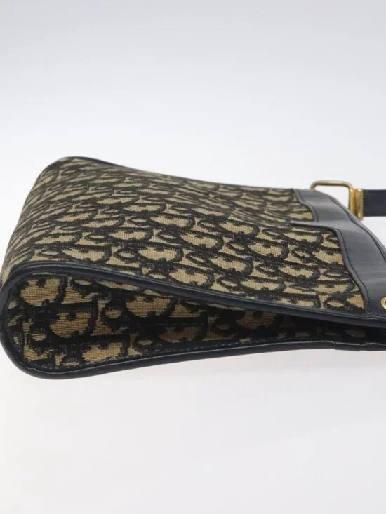 Christian Dior Trotter Canvas Shoulder Bag Navy Gold Auth BA3029 - Picture 5 of 16